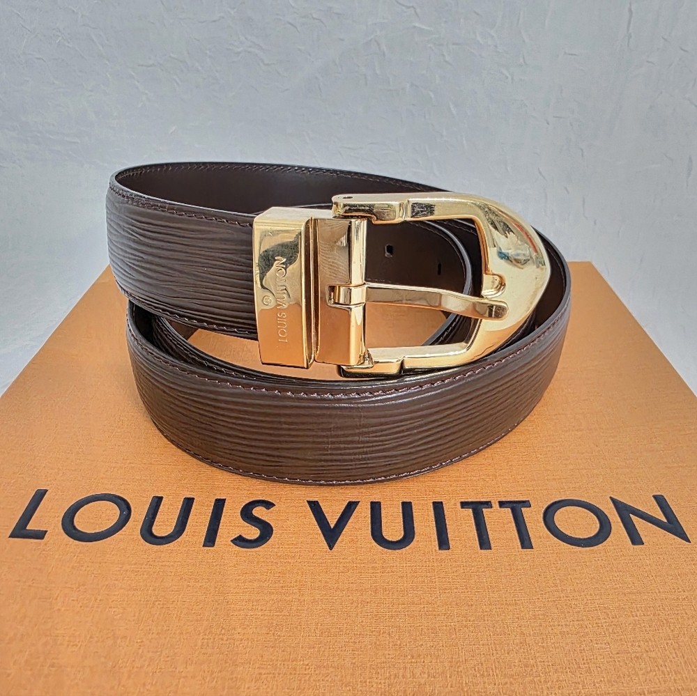 Auth Louis Vuitton Epi Leather Brown Belt